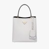 White/black Medium Saffiano Leather Prada Panier Bag