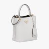 White/black Medium Saffiano Leather Prada Panier Bag - Image 3