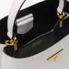 White/black Medium Saffiano Leather Prada Panier Bag - Image 5