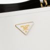 White/black Medium Saffiano Leather Prada Panier Bag - Image 6