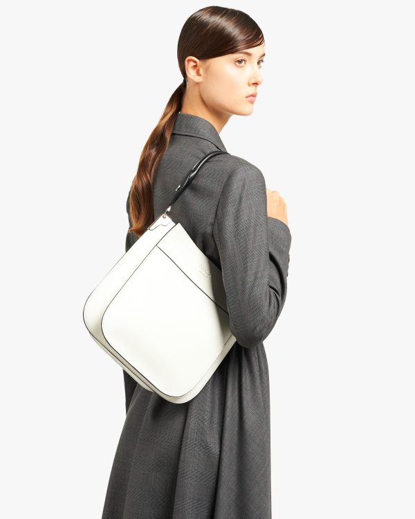 White/black Prada Margit leather hobo shoulder bag - Image 2
