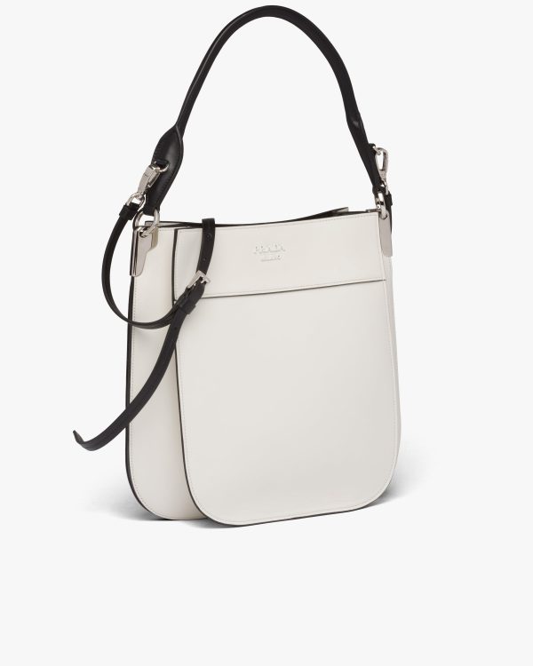 White/black Prada Margit leather hobo shoulder bag - Image 3