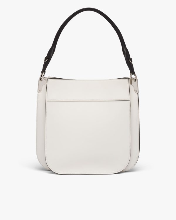 White/black Prada Margit leather hobo shoulder bag - Image 4