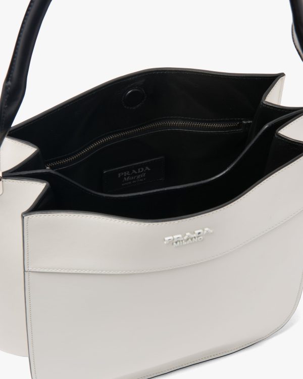 White/black Prada Margit leather hobo shoulder bag - Image 5