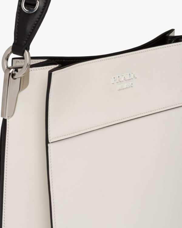 White/black Prada Margit leather hobo shoulder bag - Image 6