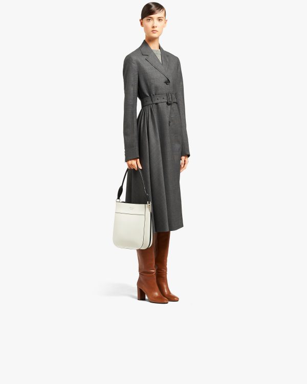 White/black Prada Margit leather hobo shoulder bag - Image 7