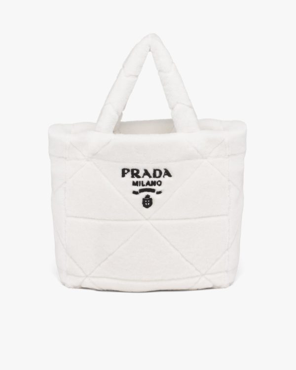 White/black Quilted shearling tote bag