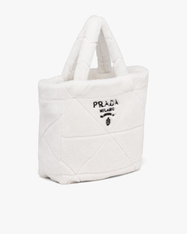 White/black Quilted shearling tote bag - Image 3