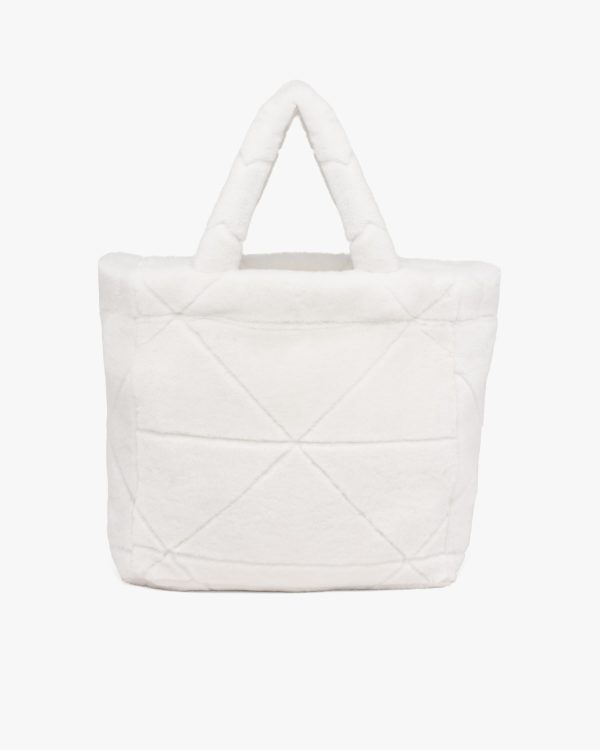 White/black Quilted shearling tote bag - Image 4