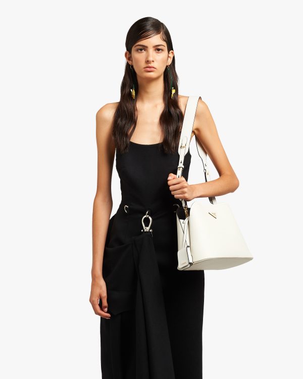 White/black Saffiano Leather Prada Matinee Bag - Image 2
