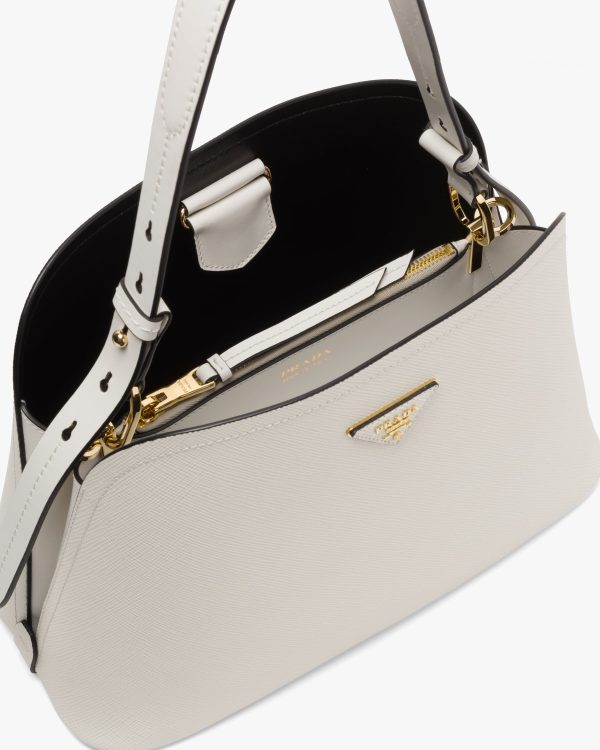 White/black Saffiano Leather Prada Matinee Bag - Image 5