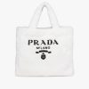 White/black Terry tote bag
