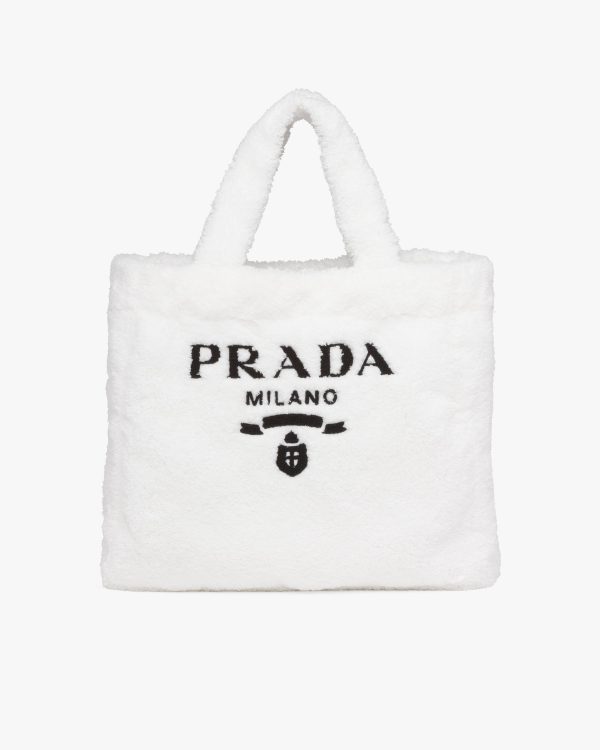 White/black Terry tote bag