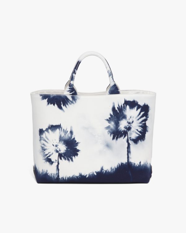 White/navy Blue Printed drill tote bag - Image 4