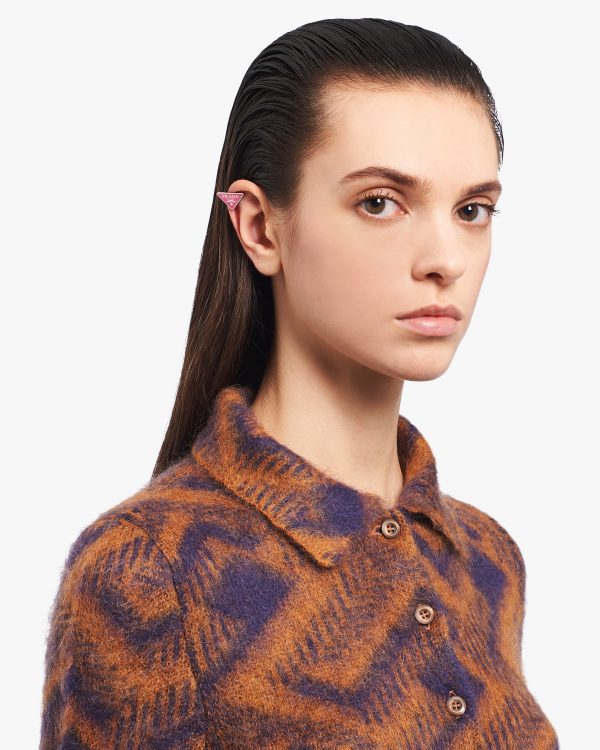Begonia Pink Prada Symbole clip right earring - Image 2