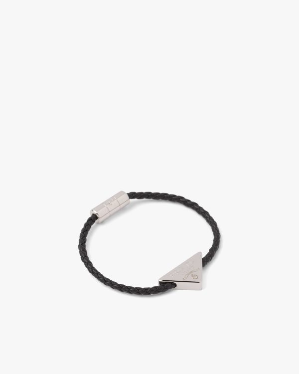 Black Braided nappa leather bracelet - Image 3