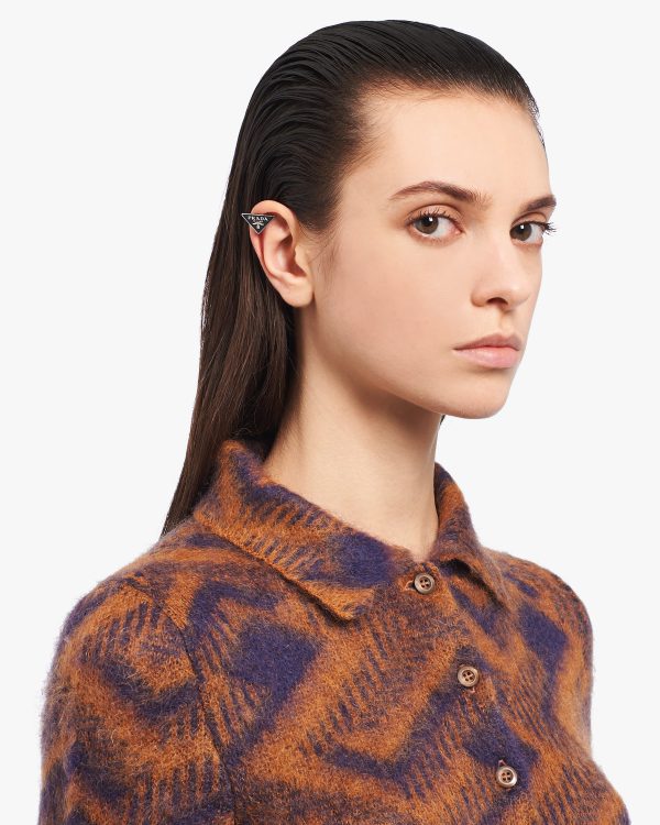 Black Prada Symbole clip right earring - Image 2