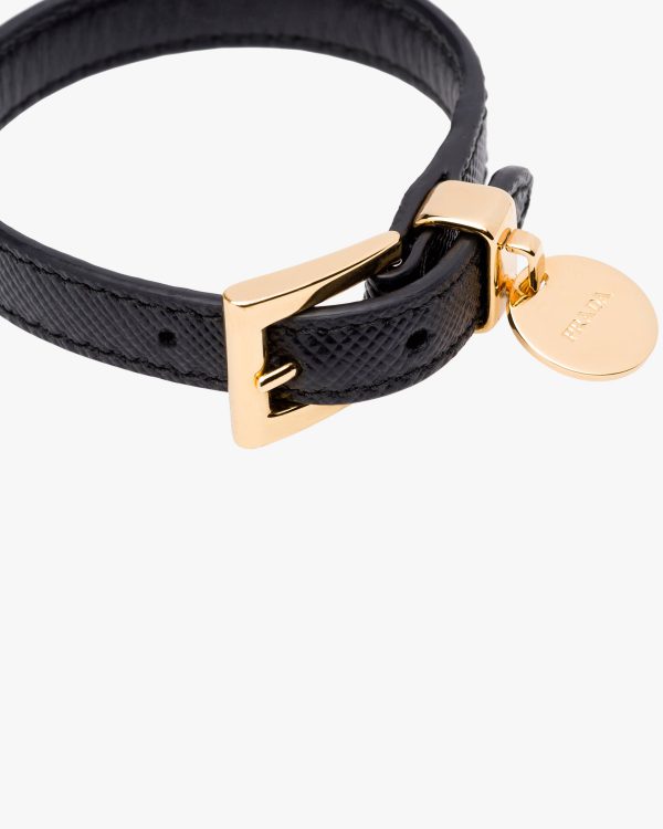 Black Saffiano Leather Bracelet - Image 3