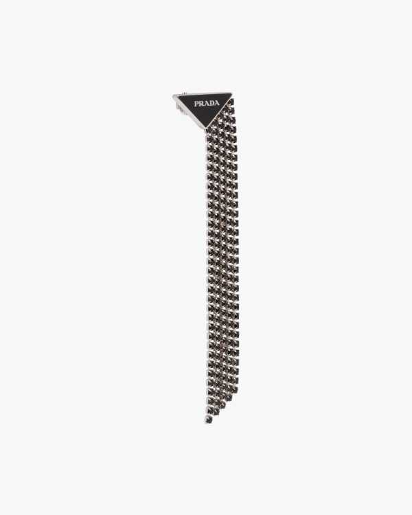 Black/jet Prada Symbole pendant left earring