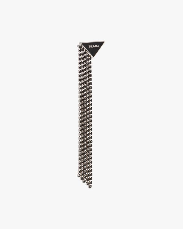 Black/jet Prada Symbole pendant right earring