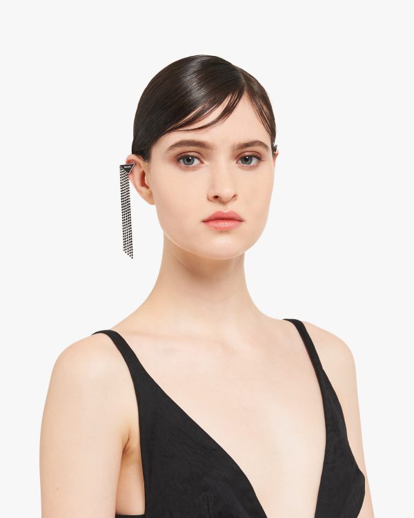 Black/jet Prada Symbole pendant right earring - Image 2