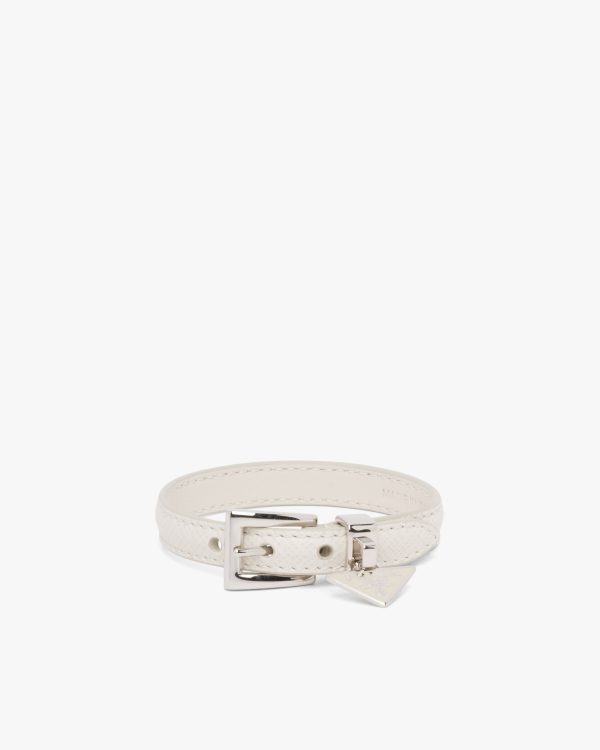 Chalk White Saffiano leather bracelet