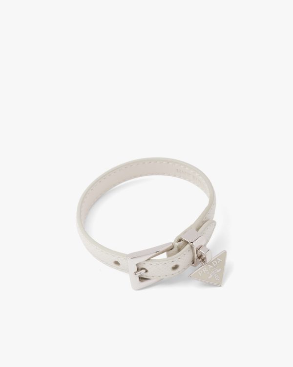 Chalk White Saffiano leather bracelet - Image 3