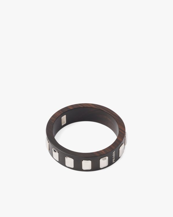 Makassar Ebony Wood Jewels crystal-studded cuff bracelet - Image 3