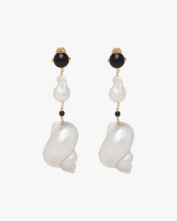 Pearl Gray Silver earrings with shells - Image 3