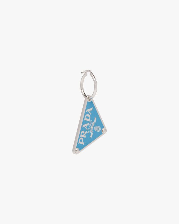 Periwinkle Blue Prada Symbole pendant left earring
