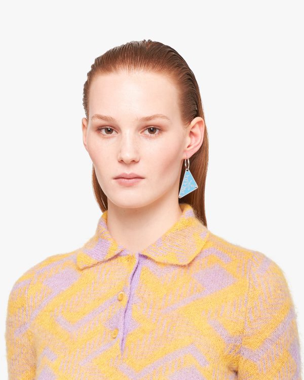 Periwinkle Blue Prada Symbole pendant left earring - Image 2