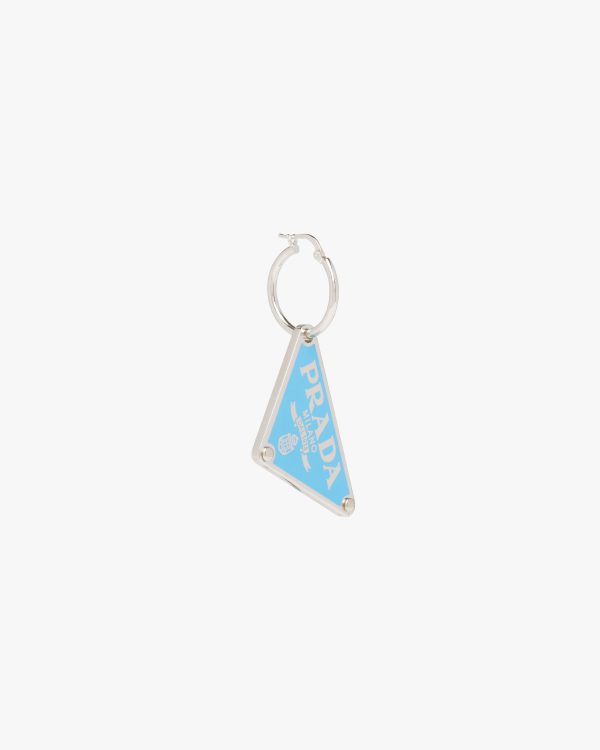 Periwinkle Blue Prada Symbole pendant right earring