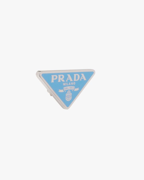 Periwinkle Blue Prada Symbole single left earring