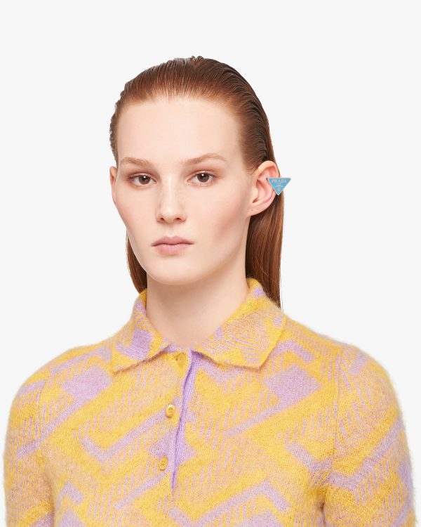 Periwinkle Blue Prada Symbole single left earring - Image 2