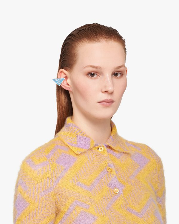 Periwinkle Blue Prada Symbole single right earring - Image 2