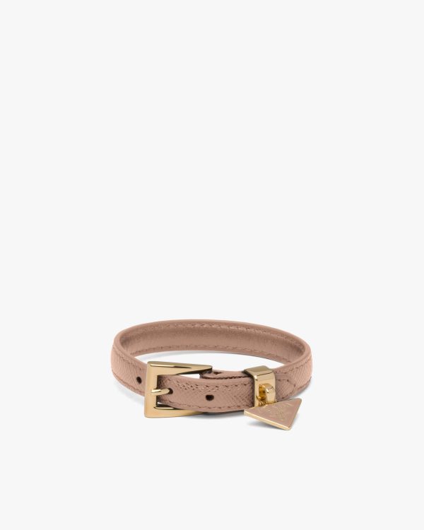 Powder Pink Saffiano leather bracelet