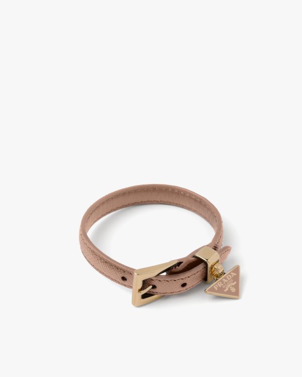 Powder Pink Saffiano leather bracelet - Image 2