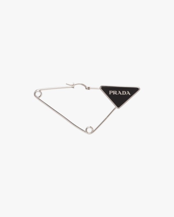 Steel/black Prada Symbole single earring - Image 4