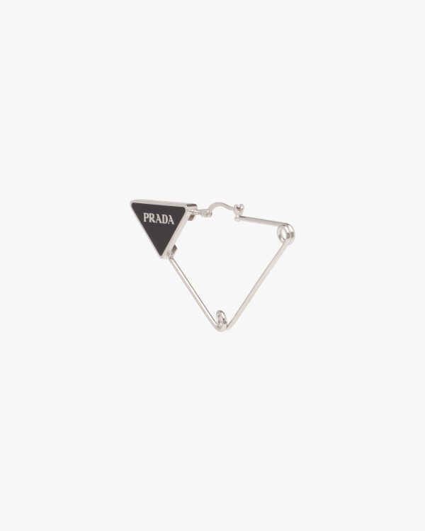 Steel/black Prada Symbole single earring