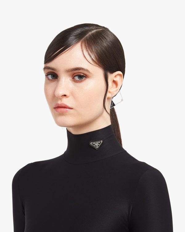 Steel/black Prada Symbole single earring - Image 2