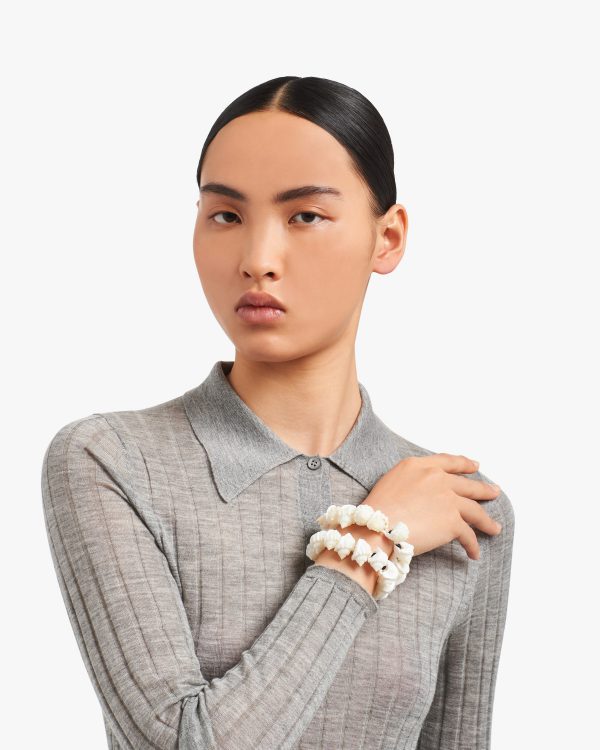 Tan Silver bracelet with shells - Image 2