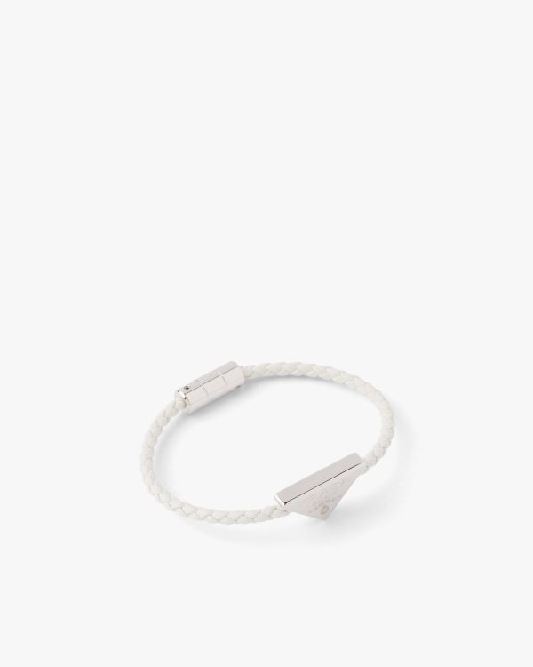 White Braided nappa leather bracelet - Image 3