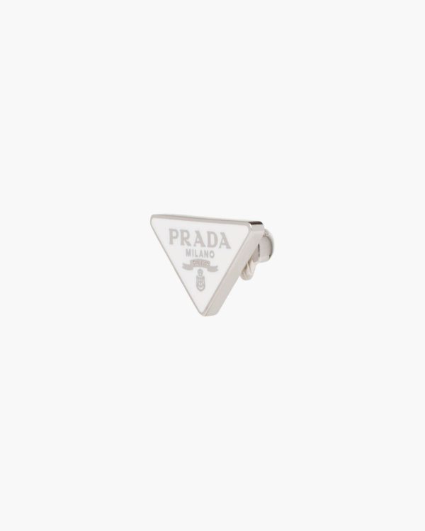White Prada Symbole clip right earring
