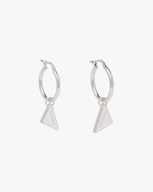 White Prada Symbole drop earrings