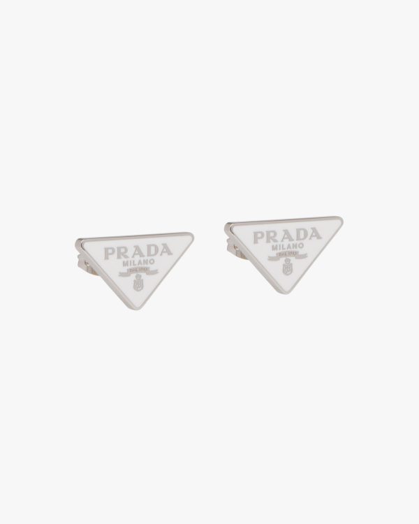 White Prada Symbole earrings