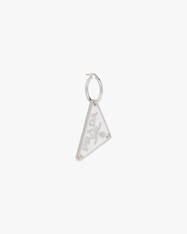 White Prada Symbole pendant left earring