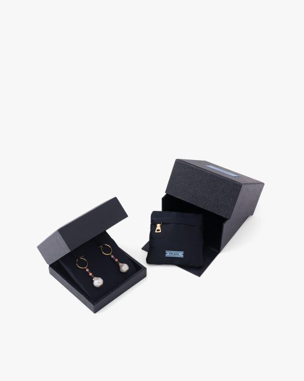 White/amethyst Prada Fine Jewellery gold and pearl earrings - Image 2