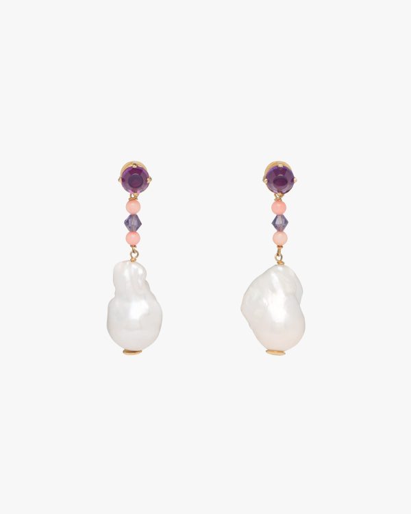 White/amethyst Prada Fine Jewellery gold and pearl earrings - Image 3