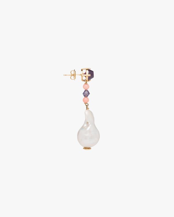 White/amethyst Prada Fine Jewellery gold and pearl earrings - Image 4