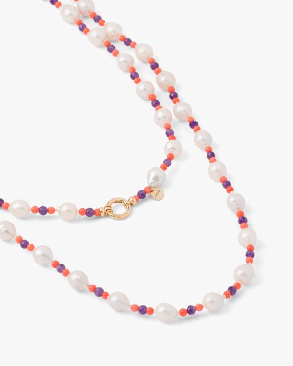 White/amethyst Prada Fine Jewellery gold and pearl necklace - Image 3